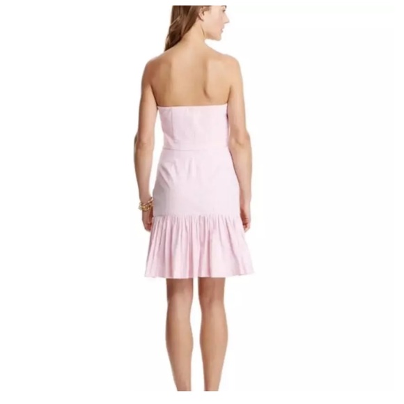 Vineyard Vines Kentucky Derby Pink White Seersucker Strapless Dress, NWT - Picture 3 of 7
